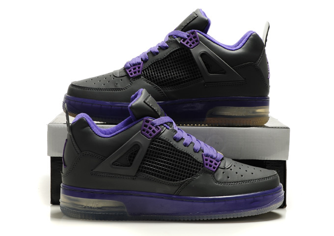 Nice Air Force Jordan 4 Shine Sole Black Purple Shoes - Click Image to Close