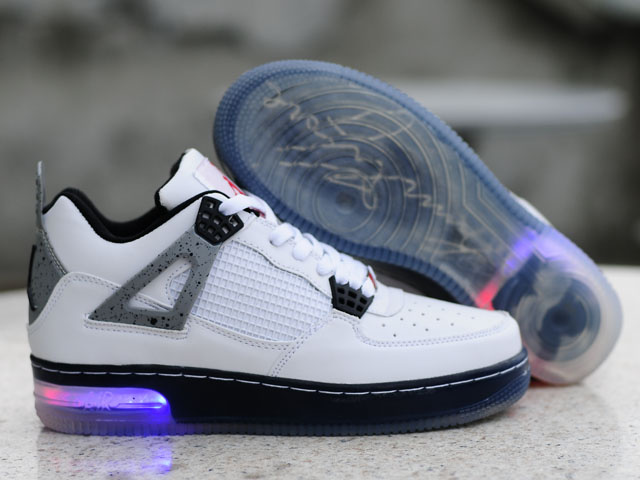 Nice Air Force Jordan 4 Shine Sole White Black Shoes - Click Image to Close