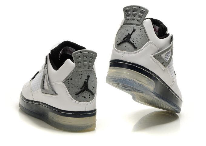 Nice Air Force Jordan 4 Shine Sole White Grey Black Shoes