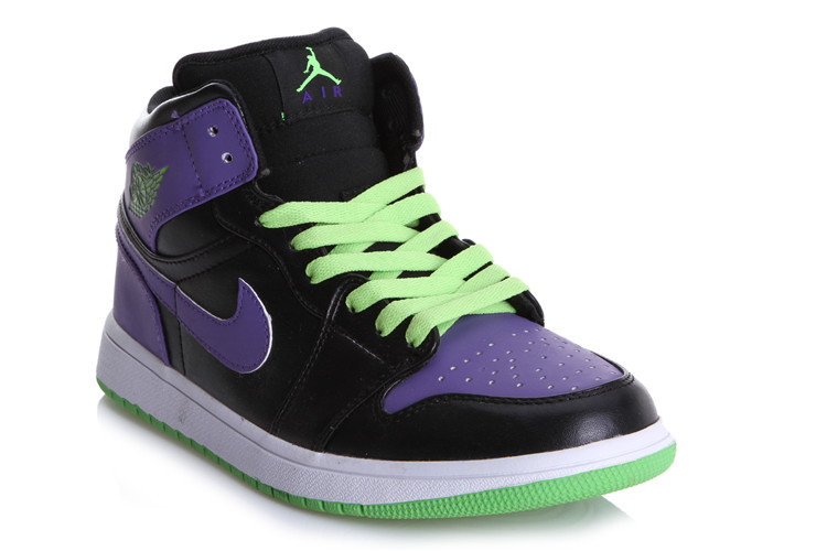 Air Jordan 1 Black Purple Green Shoes - Click Image to Close