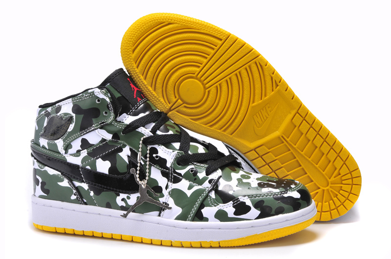 New Arrival Jordan 1 Camouflage White Yellow Shoes