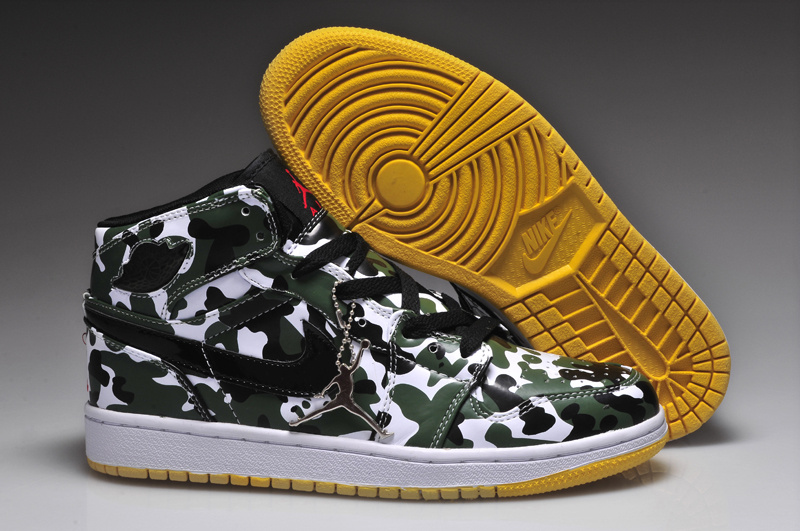 New Arrival Jordan 1 Camouflage White Yellow Shoes