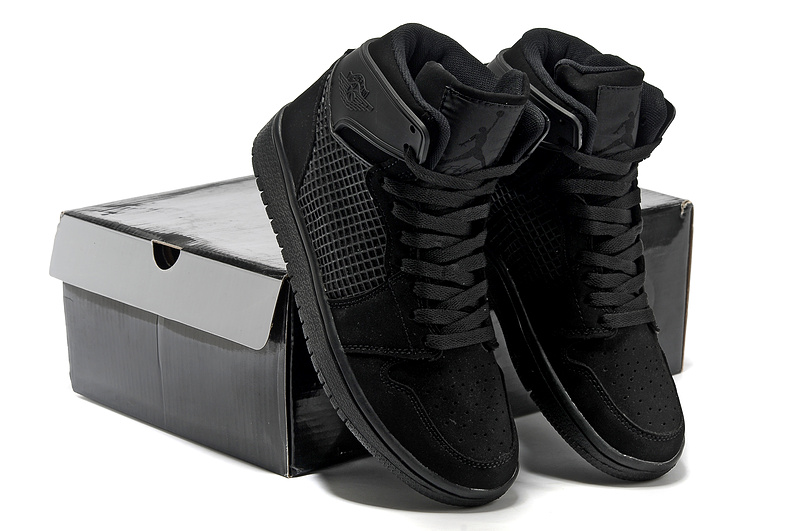 Air Jordan 1 High All Black Shoes - Click Image to Close