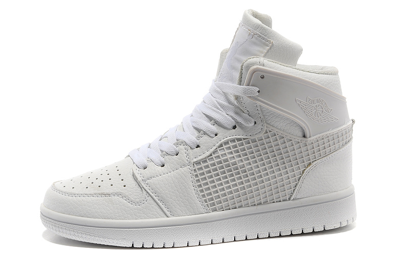 Air Jordan 1 High All White Shoes - Click Image to Close