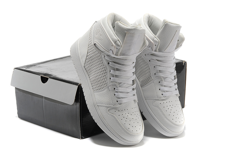 Air Jordan 1 High All White Shoes - Click Image to Close