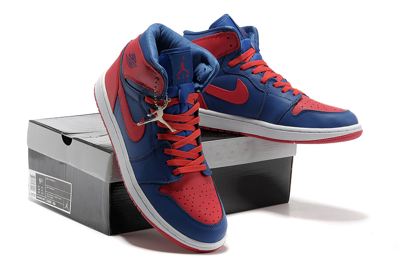 Air Jordan 1 High Red Blue White Shoes - Click Image to Close
