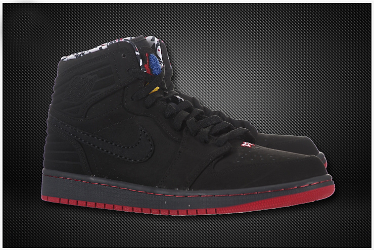 Air Jordan 1 Inserted Air Cushion All Black Red Shoes