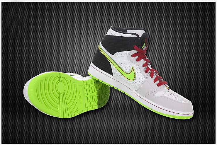 Air Jordan 1 Inserted Air Cushion White Grey Green Shoes