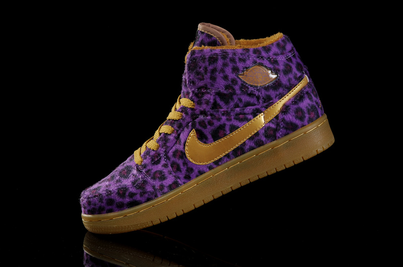 Air Jordan 1 Leopard Purple Brown For Kids - Click Image to Close