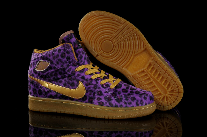 Air Jordan 1 Leopard Purple Brown For Kids - Click Image to Close