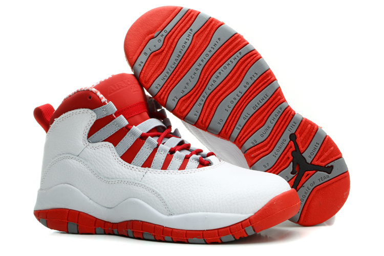 Air Jordan 10 White Red For Women - Click Image to Close
