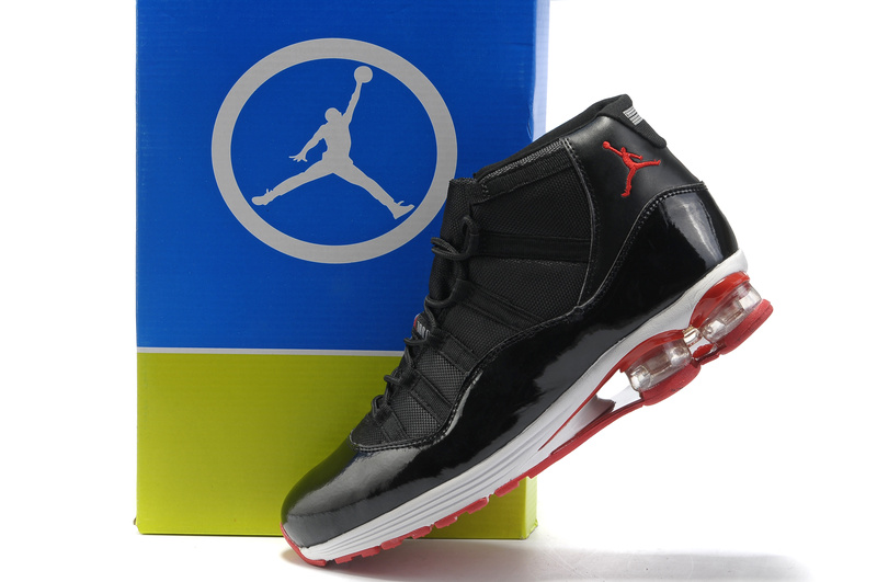 Air Jordan 11 Cushion Shoes Black White Red - Click Image to Close