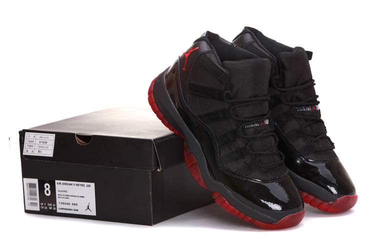 Air Jordan 11 All Black Red Shoes