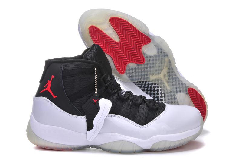 New Arrival Jordan 11 Black Grey Red With Built in New Arrival Cushion - Click Image to Close