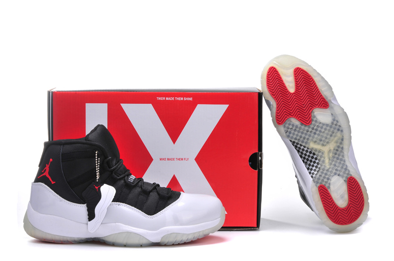 New Arrival Jordan 11 Black Grey Red With Built in New Arrival Cushion - Click Image to Close