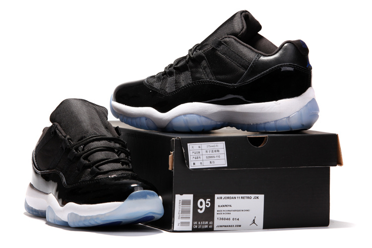 Air Jordan 11 Low Black White Blue Shoes - Click Image to Close