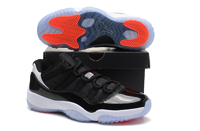 Air Jordan 11 Low Black White Orange Sole Shoes