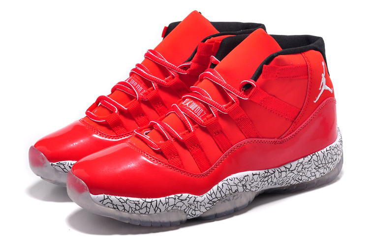 Air Jordan 11 Midnight Crack All Red Shoes - Click Image to Close