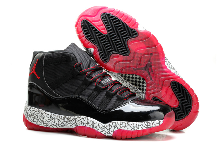 Air Jordan 11 Midnight Crack Black Red Shoes - Click Image to Close