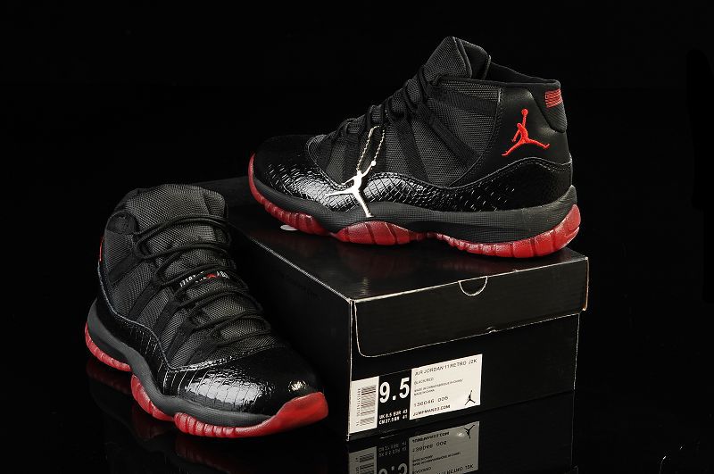 Air Jordan 11 Retro Black Red Snakeskin Shoes - Click Image to Close