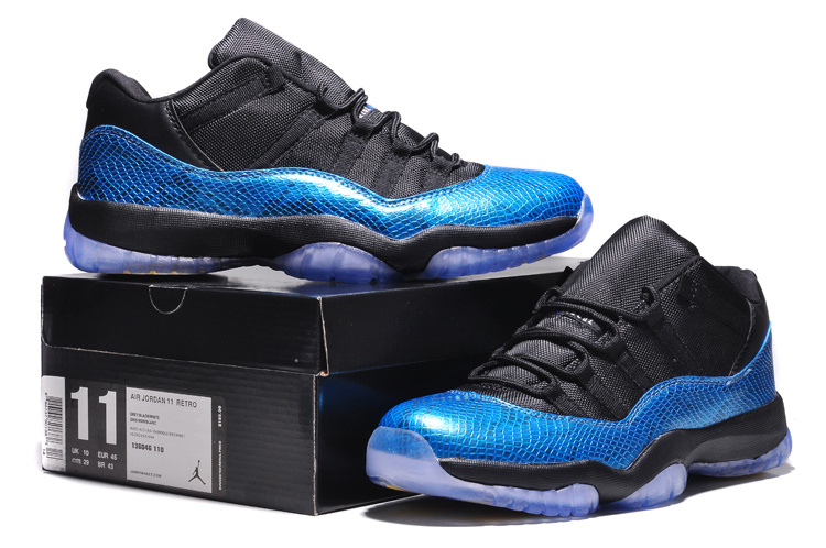 Air Jordan 11 Retro Low Black Blue Yellow Shoes