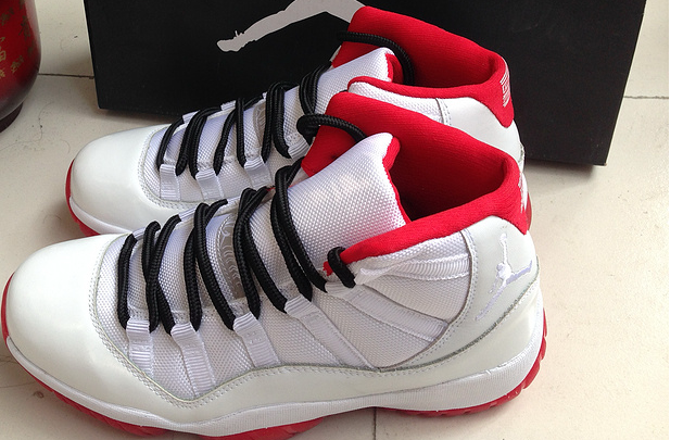 Air Jordan 11 Retro White Red Black Laces Shoes