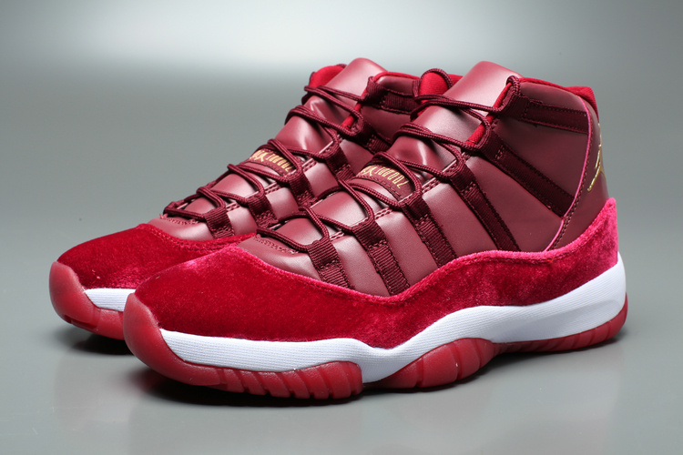 Air Jordan 11 Velvet Heriess High Wine Red White Shoes