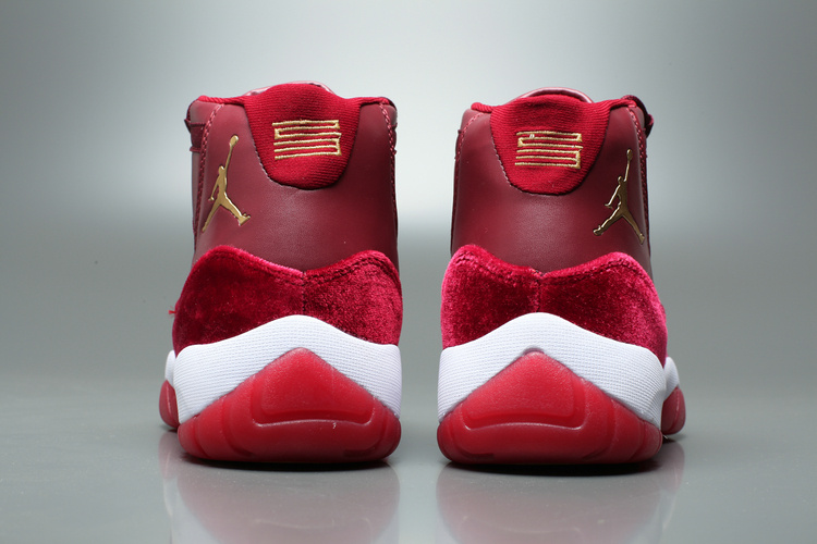 Air Jordan 11 Velvet Heriess High Wine Red White Shoes - Click Image to Close