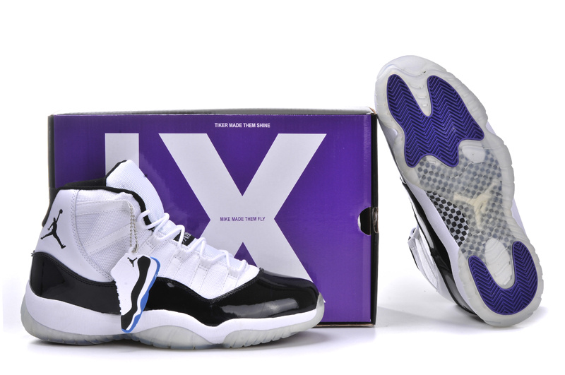 New Arrival Jordan 11 White Black Blue Shoes With Built in New Arrival Cushion - Click Image to Close