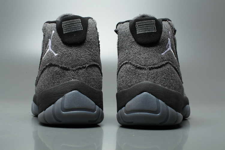 Air Jordan 11 Wool Grey Black Shoes - Click Image to Close