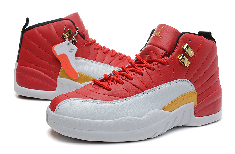 Air Jordan 12 Red White Orange For Women - Click Image to Close