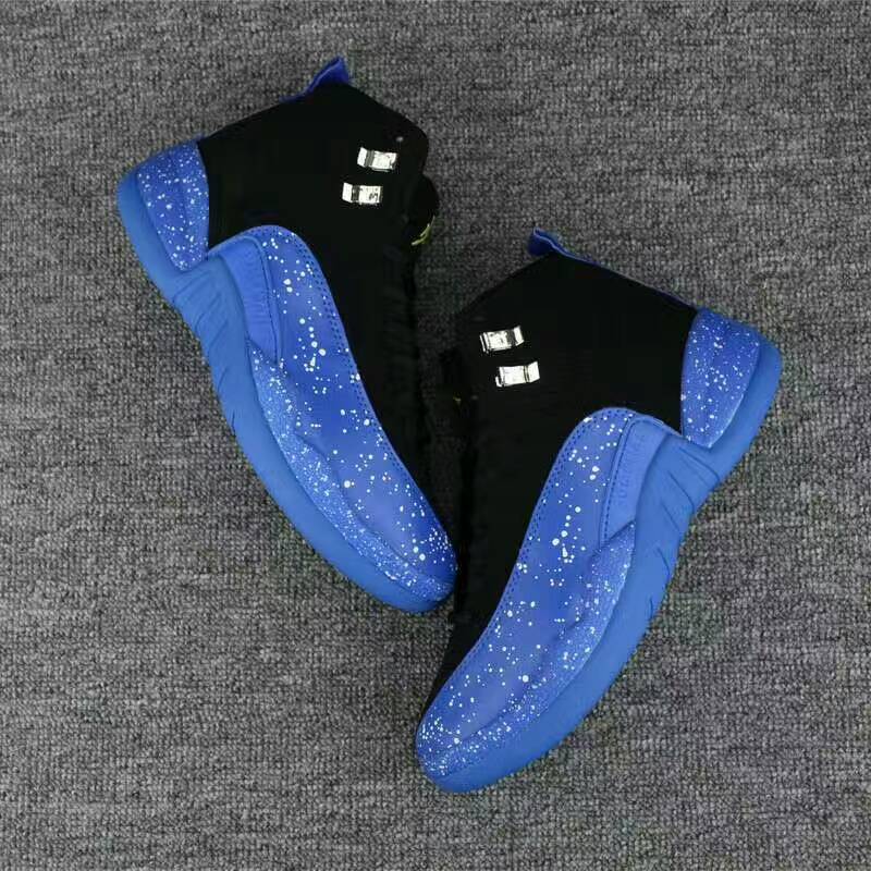 Air Jordan 12 Retro 2017 Summer Black Blue Inked Shoes