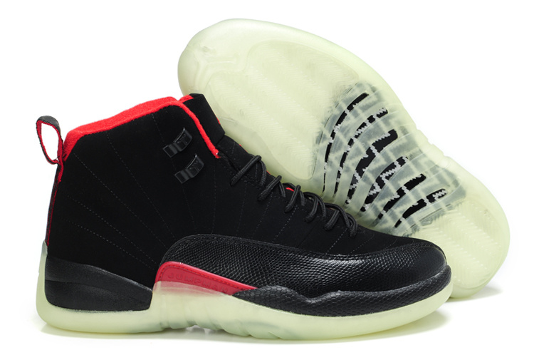 Special Jordan 12 Shine Sole Black Red Shoes