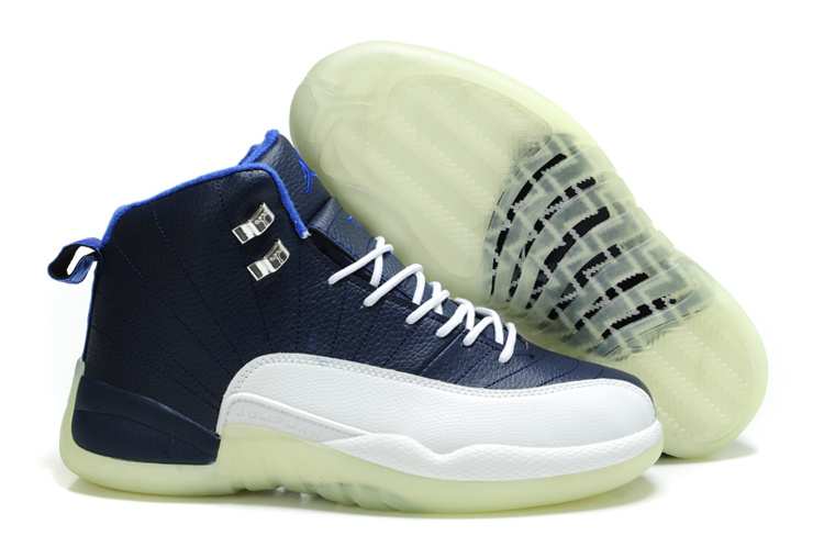 Special Jordan 12 Shine Sole Blue White Shoes - Click Image to Close