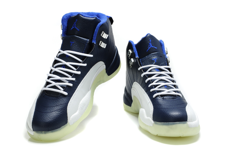 Special Jordan 12 Shine Sole Blue White Shoes - Click Image to Close