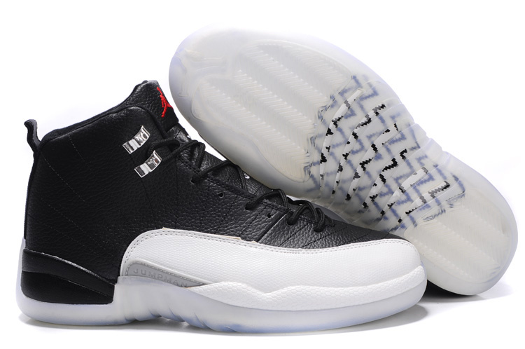 Air Jordan 12 Transparent Sole Black White Shoes - Click Image to Close