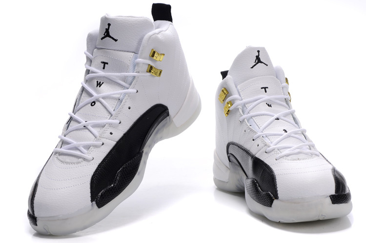 Air Jordan 12 Transparent Sole White Black Shoes - Click Image to Close