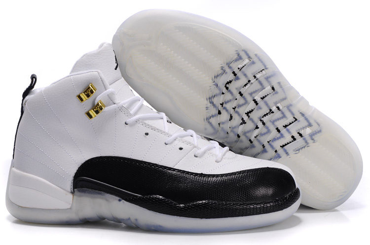 Air Jordan 12 Transparent Sole White Black Shoes