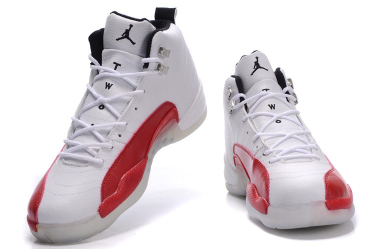 Air Jordan 12 Transparent Sole White Red Shoes