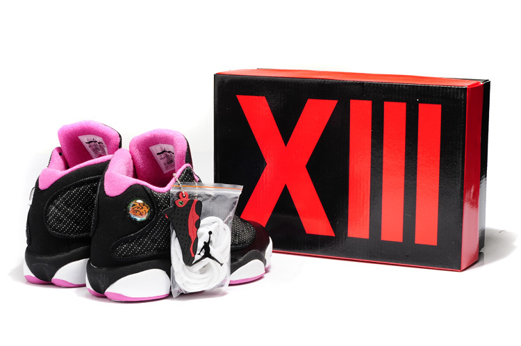 Air Jordan 13 Hardback Black Pink White Shoes - Click Image to Close