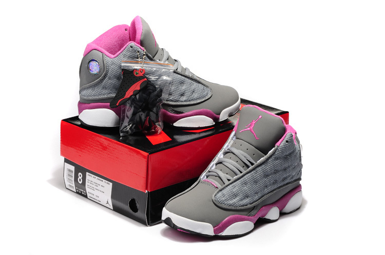 Air Jordan 13 Hardback Grey Pink White Shoes - Click Image to Close