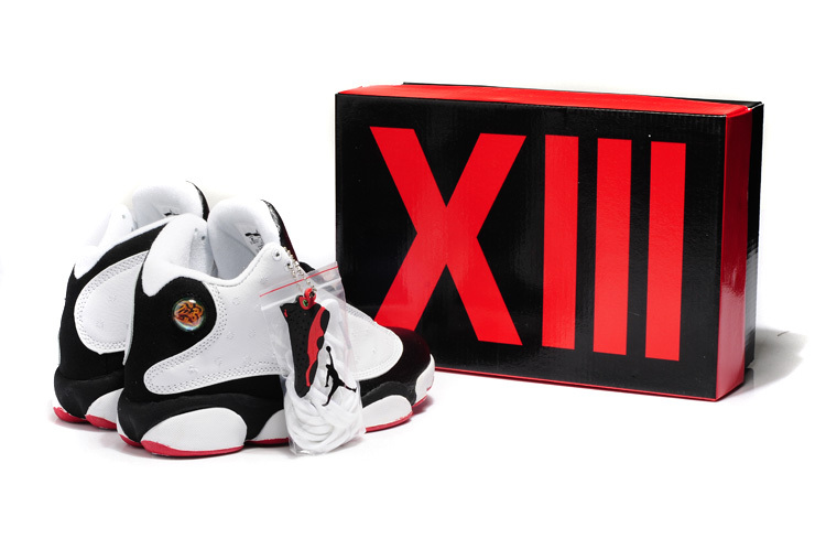 Air Jordan 13 Hardback White Black Red Shoes - Click Image to Close