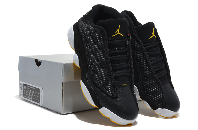 New Arrival Jordan 13 Low Black White yellow Shoes