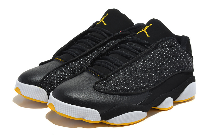 New Arrival Jordan 13 Low Black White yellow Shoes