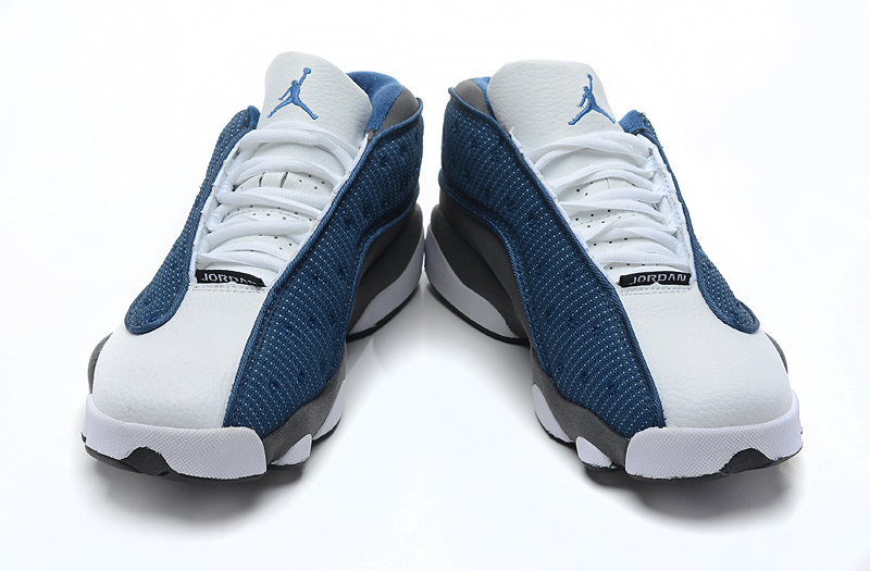 New Arrival Jordan 13 Low Blue White Grey Shoes - Click Image to Close