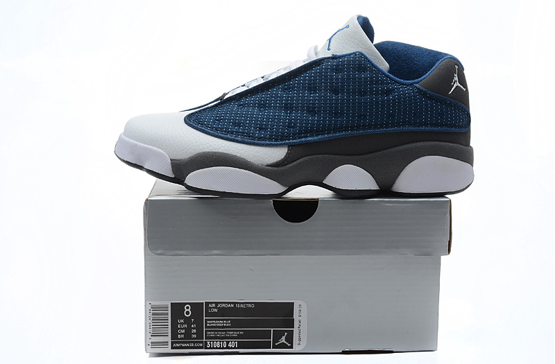New Arrival Jordan 13 Low Blue White Grey Shoes - Click Image to Close