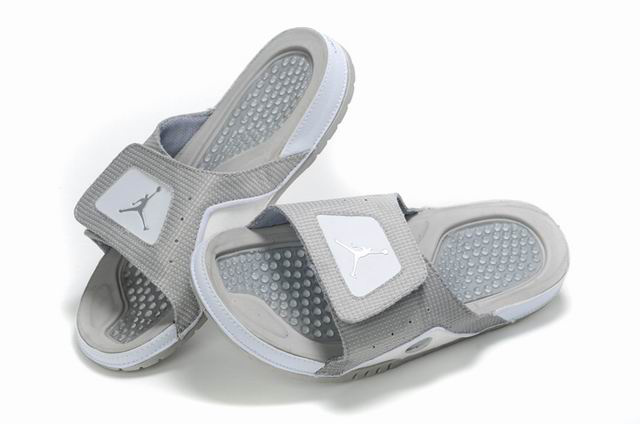 Air Jordan 13 Slipper White Grey - Click Image to Close