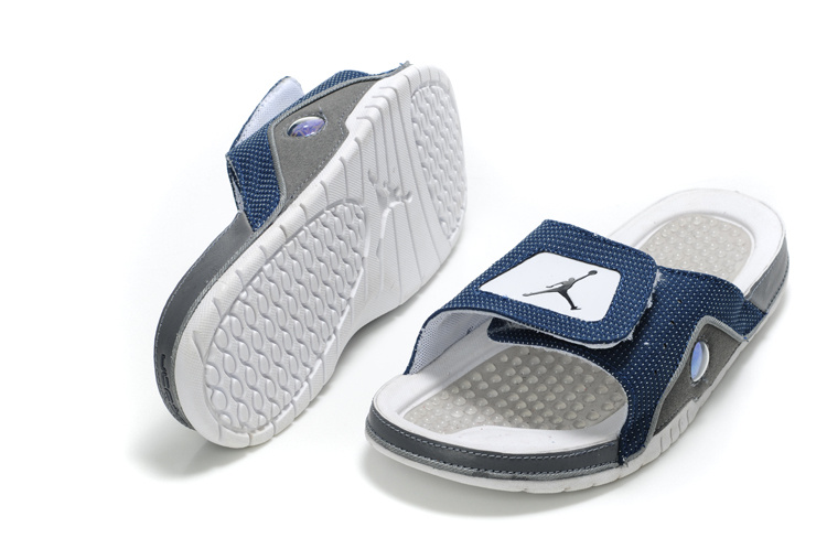 Air Jordan 13 Slipper White Navy Blue - Click Image to Close