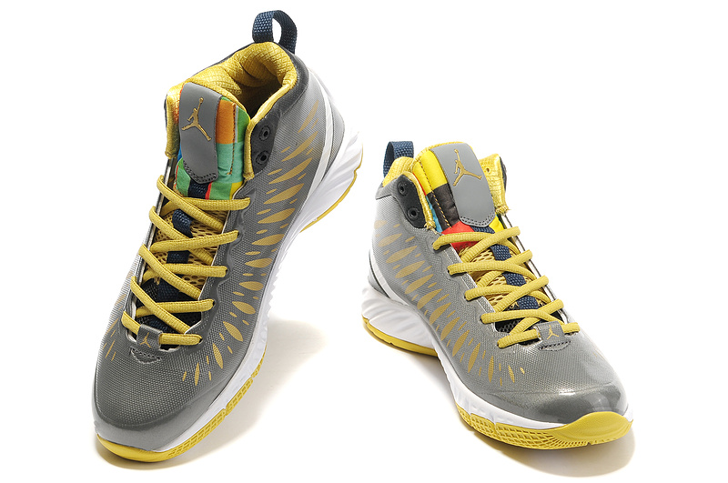 2012 Olympic Jordan Shoes Grey Yellow White - Click Image to Close