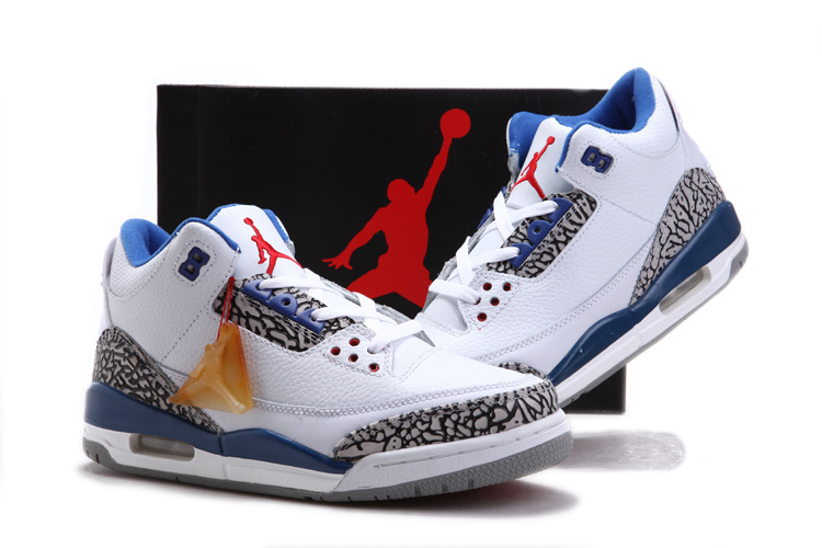 Air Jordan 3 Chalcedoney Edition White Blue Grey - Click Image to Close